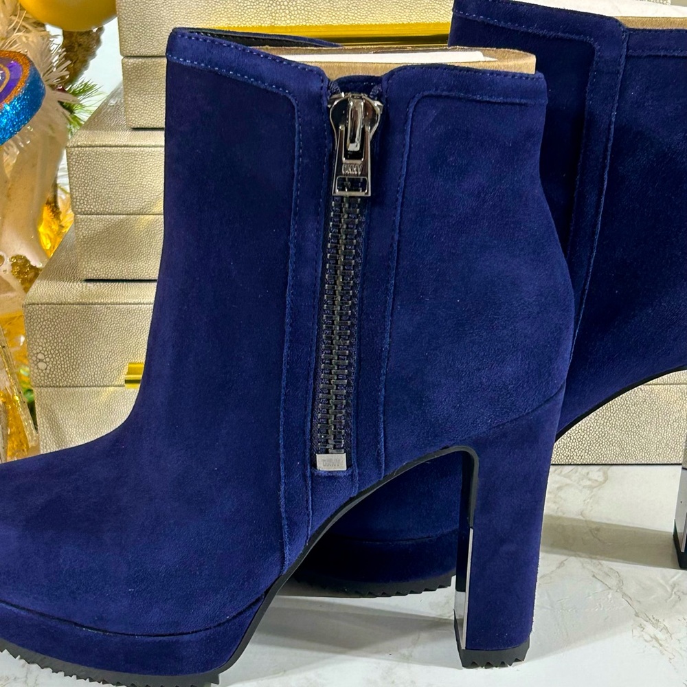 DKNY Liana Ink Suede Zipper Booties